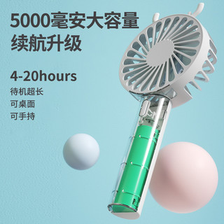 便携式小风扇手持随身小型手拿usb可充电型静音办公桌面迷你可爱大风力超长续航口罩电风扇宿舍 鹿角绿可充电|超静音|送支架座