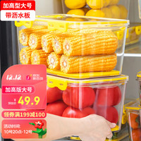 Citylong 禧天龙 PET冰箱保鲜盒食品级冰箱收纳盒塑料密封盒蔬菜水果冷冻盒沥水板