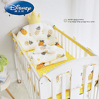 迪士尼（Disney）春上新轻奢品牌ins皇冠造型床头靠垫婴儿床围棉宝宝夏天透气床上 菠萝 3片围(2短1长)+床单