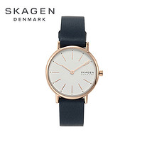 SKAGEN 诗格恩 时尚简约大表盘SKW2838皮革表带