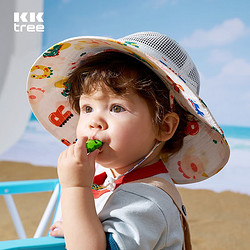 kocotree kk樹 寶寶防曬帽嬰兒遮陽帽子防紫外線男女童夏季大帽檐漁夫太陽帽 繽紛字母歌 S：建議1-2歲