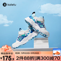 卡特兔儿童运动鞋女童2023春新款小白鞋网眼透气休闲男童老爹鞋X3BF001 白蓝 内长14.5cm/24码 适合脚长13.5cm