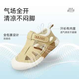 泰兰尼斯童鞋2023夏季新款婴幼儿包头防踢男宝宝鞋子休闲软底凉鞋 绿色 18码 适合脚长11.5cm