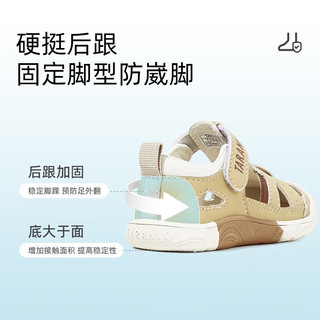 泰兰尼斯童鞋2023夏季新款婴幼儿包头防踢男宝宝鞋子休闲软底凉鞋 绿色 18码 适合脚长11.5cm