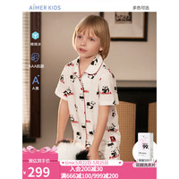 Aimer kids爱慕儿童熊猫家族中性亲子套头短袖睡衣/三分睡裤/开衫短袖睡衣 开衫短袖睡衣 90