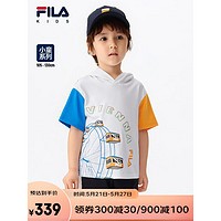 FILA KIDS斐乐童装男小童短袖T恤2023夏季新款儿童连帽棉半袖潮 标准白-WT 130