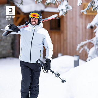 迪卡侬滑雪服夹克男女装备防水保暖含羽绒滑雪衣加厚保暖防风OVW3 男士黑色 XL