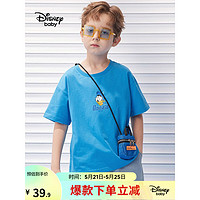 迪士尼（Disney）童装女童短袖t恤棉2023新款夏季衣服宝宝六一儿童节半袖上衣 克莱因蓝 140