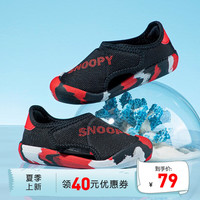 SNOOPY史努比童鞋儿童凉鞋男童新款夏季女童运动凉鞋防滑儿童沙滩鞋 黑色 26码内长约162mm