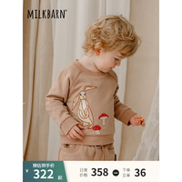 Milkbarn2023春季新款儿童卫衣 1-6岁男宝宝打底衫女童长袖上衣中小童童装 棕红色-卫衣 80cm