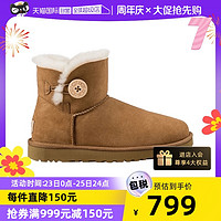 UGG 女鞋防水涂层休闲舒适秋冬保暖雪地靴短靴扣子