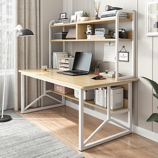 耐赛尔 拉丝橡木书桌书柜组合   80×50cm（双层书架）