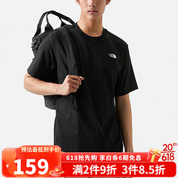 THE NORTH FACE 北面 t恤 纯棉短袖透气圆领 黑色NT7UN04A