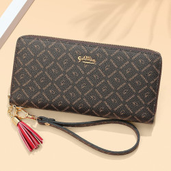 goldlion金利来女士钱包女复古pvc印花拉链钱夹休闲手包多卡位手拿包