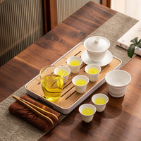 瓷牌茗茶具(cipaiming teaset)德化白瓷茶具家用户外出差泡茶套装耐高温防烫功夫茶杯整套 《高盖碗》反口杯无忧公杯10+盘