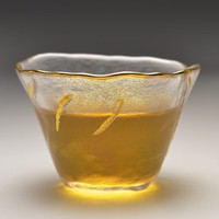 朗特乐(Le Bronte)新中式耐热加厚玻璃茶具品茗杯三才盖碗白菜圆形碗杯带盖敬茶杯 虹明青品茗杯