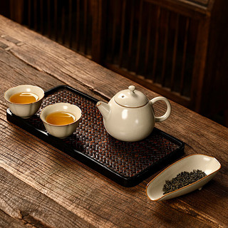 瓷牌茗茶具（cipaiming teaset）汝窑茶壶会客送礼泡茶器精致小号茶具配件单个 米黄汝窑《汉方》茶壶