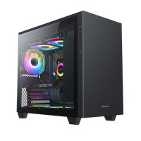 航嘉 S720丘比特 钢化玻璃侧透 桌面办公游戏电脑主机机箱（支持M-ATX主板/顶置240水冷） S720丘比特-黑色 机箱+3个ARGB风扇