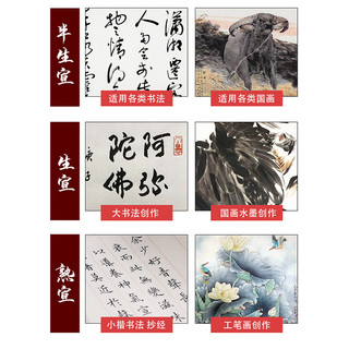 四尺加厚作品纸半生半熟宣纸书法专用纸练习生宣 写毛笔书法练字国画生宣纸工笔画熟宣纸三四六尺对开100张 四尺四开 半生熟（2014年生产）