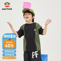 大嘴猴(paul frank)童装儿童短袖T恤2023夏季时尚圆领拼色百搭休闲短袖上衣 黑色 150