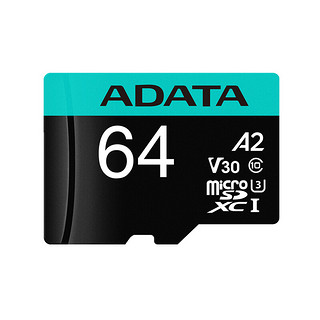 威刚（ADATA）TF64G(MicroSD) 存储卡AUSDX64GUI3V30SA2-RA1高速版A2 C10 V30 U3内存卡100MB/S 行车记录仪卡