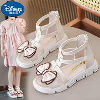 迪士尼(Disney)女童凉鞋夏款公主鞋软底儿童罗马小女孩时尚沙滩鞋中大童学生鞋子 H036 米白色 37码内长23.2厘米