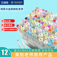 斯塔sta马克笔GM1020酒精油性马克笔美术生专用套装双头动漫手绘绘画水彩笔 12色马克笔