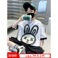 THINKPIRE儿童t恤男童短袖衣服2023夏季童装男孩T恤上衣薄帅气 TXA1082白色 140码建议身高135CM