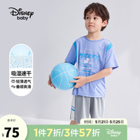 迪士尼(Disney)童装儿童男童速干短袖套装T恤运动中裤两件套23夏DB321UE11紫100