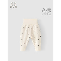 乖奇熊婴幼儿高腰护肚裤四季长裤秋裤宝宝外穿束脚裤子春秋季居家睡裤 米黄/点点小圈 59cm