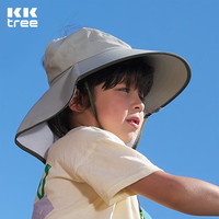 kocotree儿童防晒帽夏季防紫外线宝宝男童女童太阳帽沙滩大帽檐遮阳帽 森林篝火灰 L码:建议8岁以上