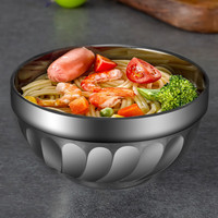 美厨(MAXCOOK) 不锈钢碗 汤碗餐具面碗 双层隔热 304不锈钢碗20cm MCWA648