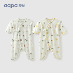 aqpa 新生婴儿连体衣蝴蝶衣长袖夏季薄款网眼提花透气哈衣爬爬服萌