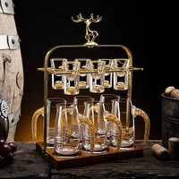Luxury Flowers轻奢白酒杯套装家用高档白酒二两分酒器小酒杯一口杯家庭高端酒具 金箔子弹6杯+金箔6壶+麋鹿架