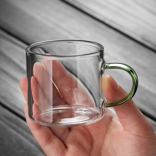 美斯尼小茶杯玻璃品茗杯家用带把手主人杯耐热功夫茶具玻璃小品杯 直觉品杯透明 100ML