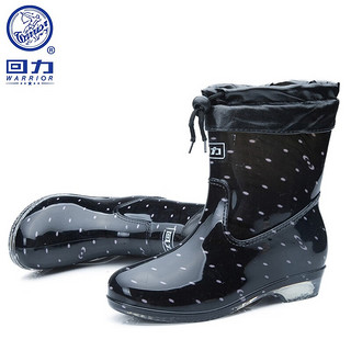 WARRIOR 回力 HXL523 女士中筒雨靴 黑色 39