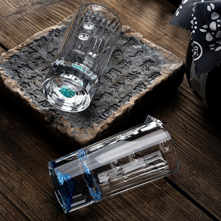 Luxury Flowers高档轻奢竖纹白酒杯套装手工刻面蓝山烈酒杯带刻度二两分酒器家用 竖纹10ml蓝山白酒杯6支