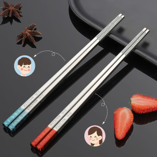 美厨（MAXCOOK）316L不锈钢筷子 儿童筷子学生筷子分餐筷餐具套装 2双装方形19cm 316L不锈钢筷子