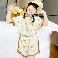 Oissie 奥伊西 1-7岁男女童纯棉夏季清凉透气移圈提花系列背心/吊带+T恤+短裤组合