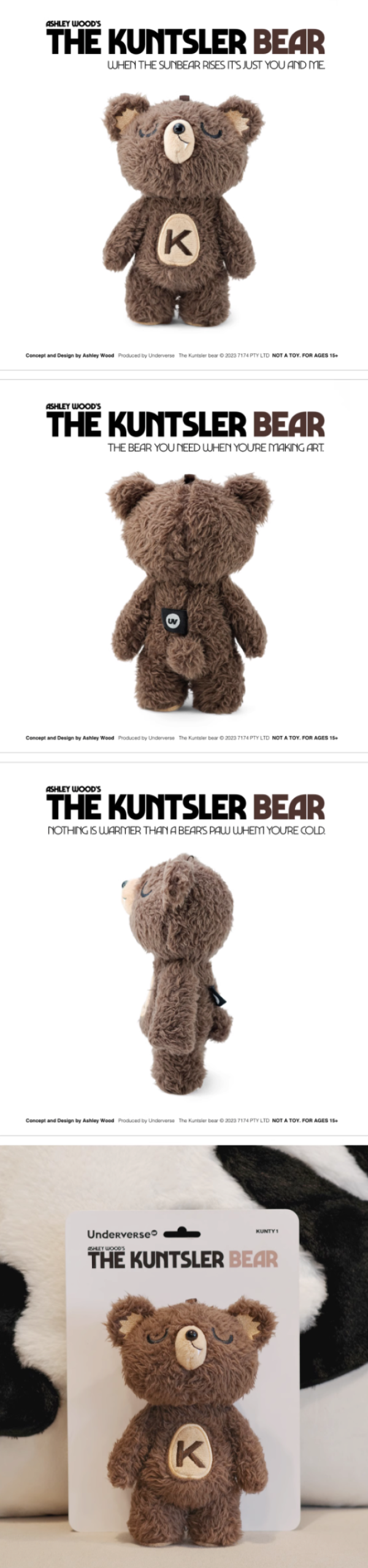 Underverse 毛绒小熊吊卡Kuntsler Bear