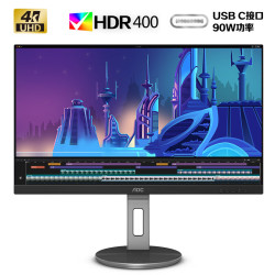 AOC U27N3R 27英寸 IPS 显示器（3840*2160、60Hz、100%sRGB、HDR400、Type-C90W）