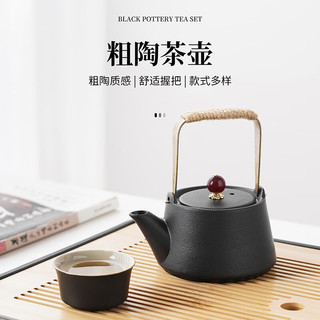祥业  陶瓷茶壶泡茶家用提梁小茶壶单壶茶水分离日式过滤功夫茶壶 绿陶忆心提梁壶