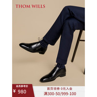 THOM WILLS男鞋男士皮鞋真皮商务正装手工三接头牛津鞋英伦新郎婚鞋男夏季 挺阔皮底款B011 10/46码