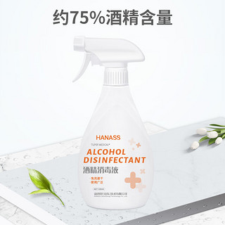 HANASS 海纳斯 75%酒精消毒液500ml 免洗手喷雾 家用环境乙醇杀菌剂