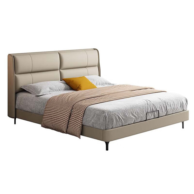 AHOME A家家具 现代简约意式主卧储物软靠真皮床 FAA028 1.5米架子单床