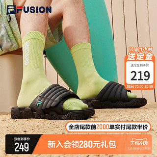 FILA 斐乐 FUSION斐乐潮牌面包拖鞋男鞋2023夏季防水凉拖魔术贴沙滩鞋