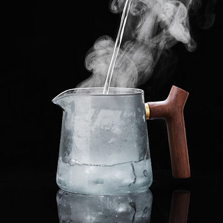 美斯尼 茶壶玻璃泡茶壶加厚耐热玻璃泡茶器创意墨色玻璃木柄功夫茶具 木盖泡茶壶