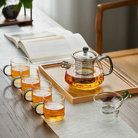 美斯尼玻璃茶壶加厚耐热泡茶壶茶水分离功夫茶具办公居家煮茶壶 一壶四杯