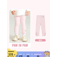 PawinPaw卡通小熊童装2023年春季女童儿童裤子打底裤甜美荷叶边 粉红色/25 080
