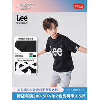 李 Lee童装男女儿童短袖T恤2023新品夏季纯棉立体厚板印花打底衫上衣 黑色 150